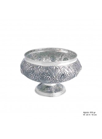 Çiçek Desenli Gümüş Şekerlik