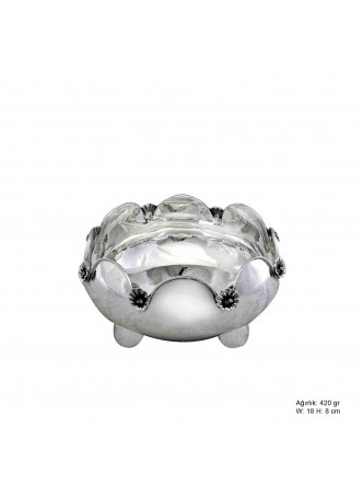 Orkide Motifli Gümüş Şekerlik