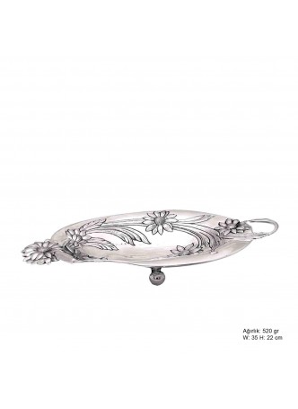 Papatya Motifli Gümüş Çikolatalık