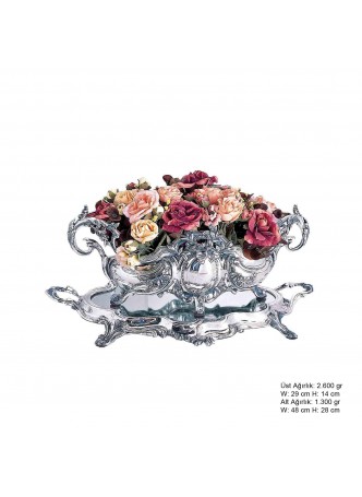 Çiçekli Gümüş Jardinyer