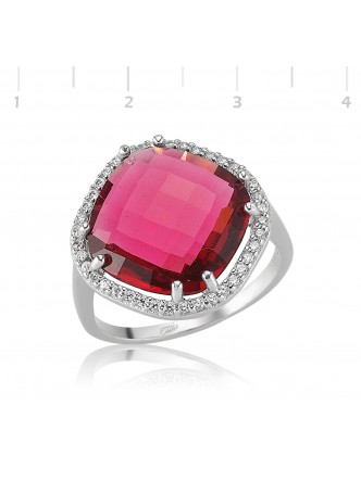 Zirkon Taşlı Kırmızı Oval Gümüş Yüzük