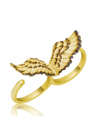 Gümüş Melek Kanadı İki Parmak Yüzük