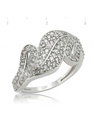 Zirkon Taşlı Yaprak Desenli Yüzük