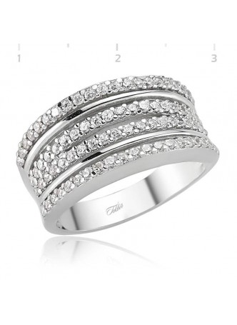 Zirkon Dört Sıra Taşlı Yüzük