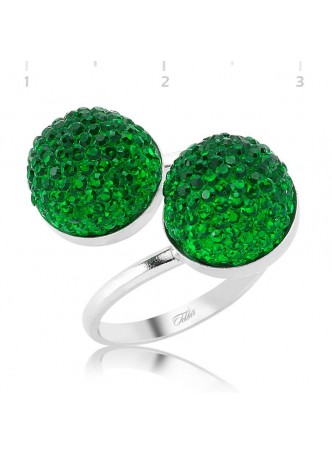 Gümüş Swarovski Taşlı Yeşil Yüzük