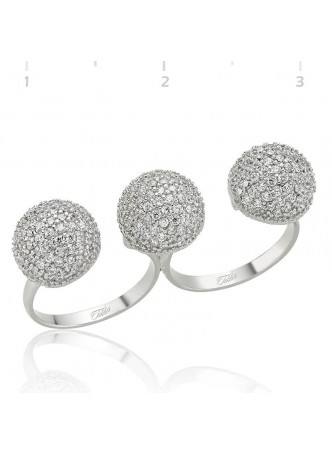 Zirkon Taşlı Üç Top İkili Yüzük