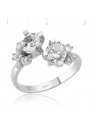 Zirkon Taşlı İkitaş Kelebek Yüzük