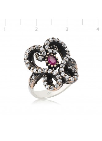 Yakut Taşlı Mihrimah Sultan Gümüş Yüzük