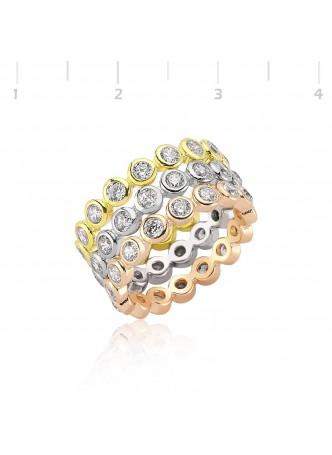 Gümüş Üç Renk Tamtur Yüzük