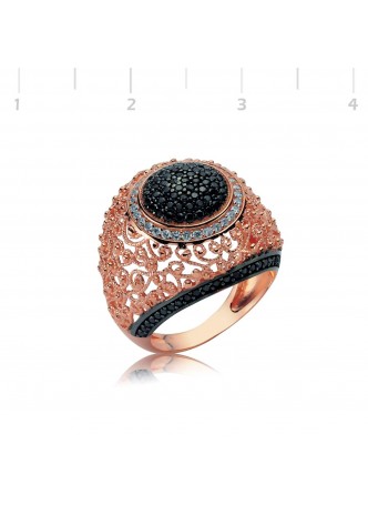 Gümüş Siyah Taşlı Sultan Yüzük