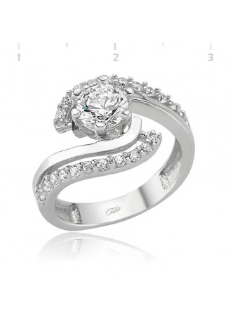 Gümüş Zirkon Taşlı Tektaş Yüzük