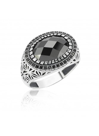 Oniks Taşlı Gümüş Erkek Yüzük