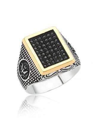 Zirkon Taşlı Gümüş Erkek Yüzük