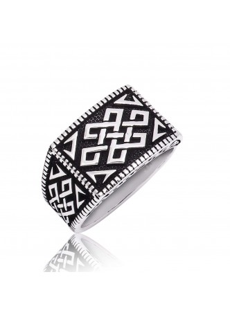 Gümüş Türk Motifli Erkek Yüzük