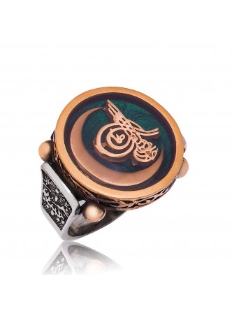 Gümüş Hilal ve Tuğra Figürlü Erkek Yüzük