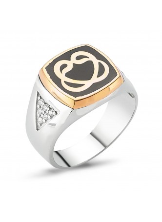 Gümüş Çift Vav Erkek Yüzük