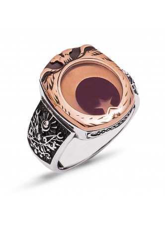 Selçuklu Kartalı Gümüş Sancak Erkek Yüzük