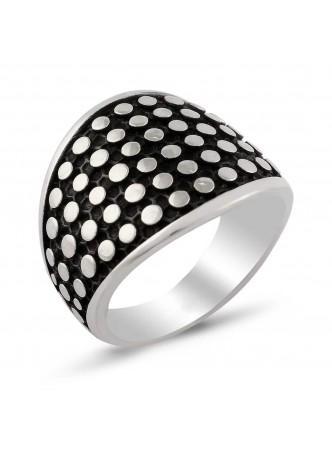 Puanlı Gümüş Erkek Yüzük