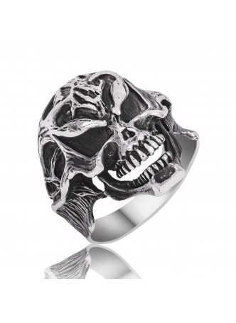 Gümüş Kuru Kafa Erkek Yüzüğü