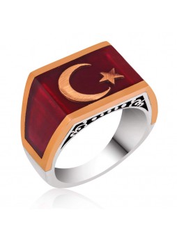 Gümüş Ay Yıldız Yüzük