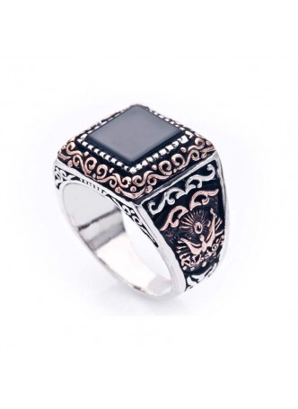 Gümüş Osmanlı Armalı Erkek Yüzük