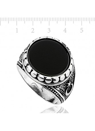 Oniks Taşlı Gümüş Erkek Yüzük