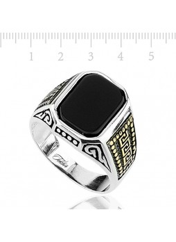 Oniks Taşlı Gümüş Erkek Yüzük