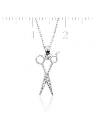 Zirkon Taşlı Gümüş Makas Kolye