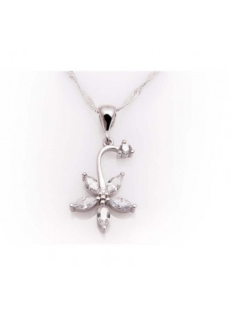 Gümüş Zirkon Taşlı Papatya Kolye