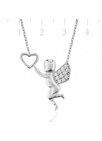 Zirkon Taşlı Meleğim Gümüş Kolye