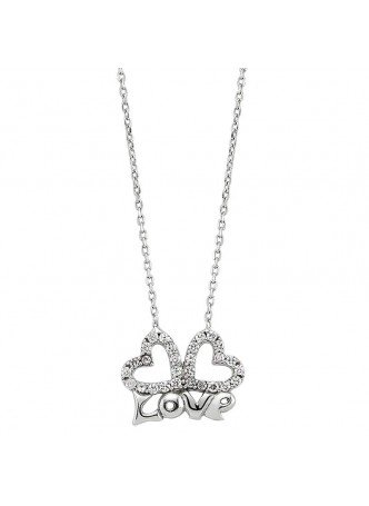 Zirkon Taslı Gümüş Kalp Kolye