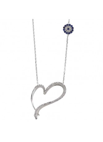 Zirkon Taşlı Kalbim Gümüş Kolye