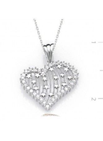 Zirkon Taşlı Gümüş Kalbimin Yıldızı Kolye