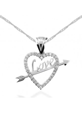 Oklu Gümüş Kalp Gümüş Kolye