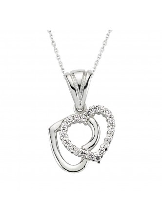 Zirkon Taşlı Rodyum Kaplama Kalbimiz Kolye