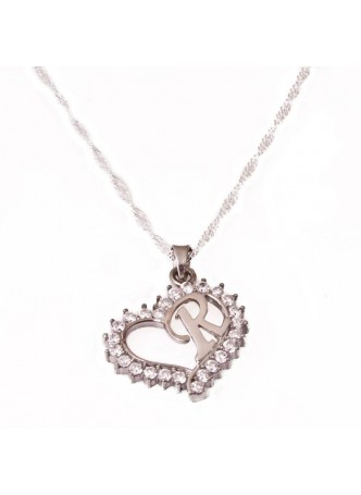 R Harfi Gümüş Kolye