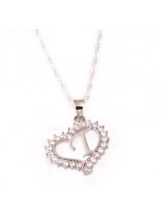 T Harfi Gümüş Kolye