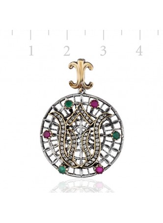 Otantik Lale Motifli Gümüş Kolye