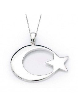 Gümüş Ay-Yıldız Kolye