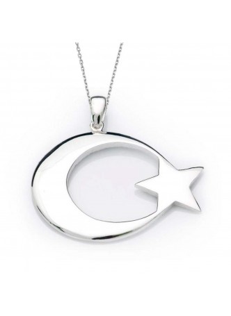 Gümüş Ay-Yıldız Kolye