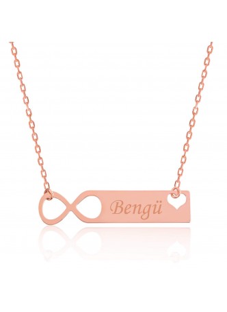 Gümüş Sonsuz Aşk Plaka Kolye