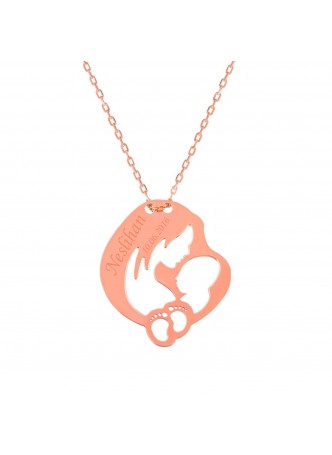 Gümüş İsimlik Anne Bebek Sevgisi Kolye