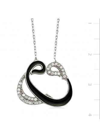 Gümüş Zirkon Taşlı Vav Kolye