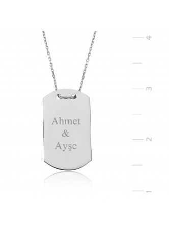 Gümüş İsim Yazılabilen Künye Kolye