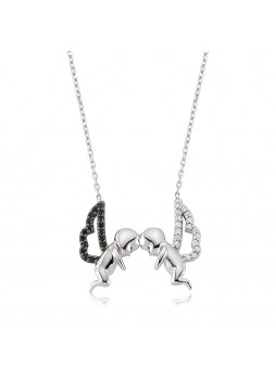 Gümüş İki Melek Kolye