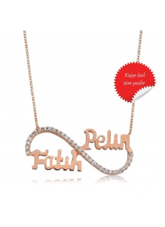 Gümüş İsimli Sonsuzluk Rose Kolye