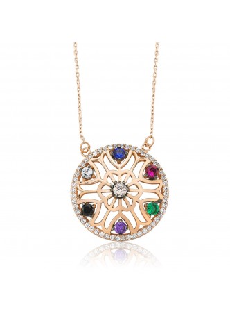 Gümüş Renkli Yaşam Çiçeği Kolye