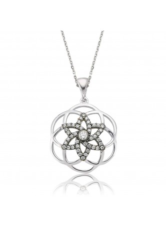 Gümüş Yıldız Yaşam Çiçeği Kolye