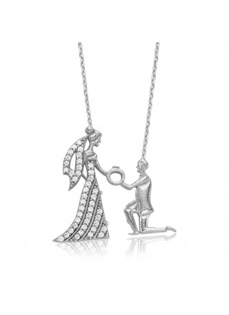 Gümüş Evlilik Teklifi Kolye