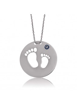Gümüş Anne Bebek Ayak İzi Kolye